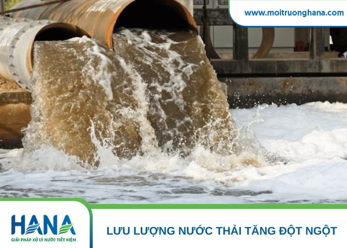 Lưu lượng nước thải tăng đột ngột